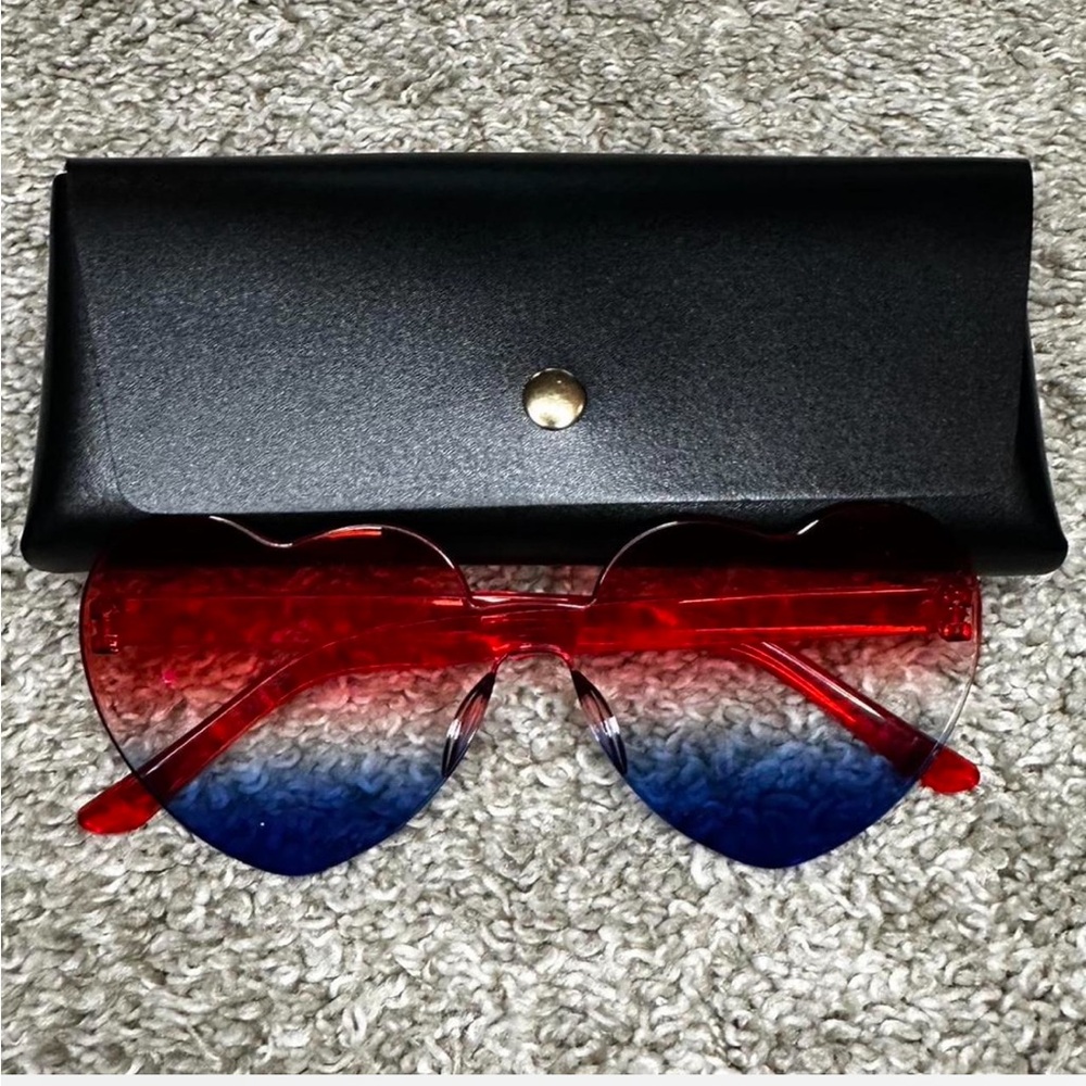 Heart-Shaped Red and Blue Sunglasses